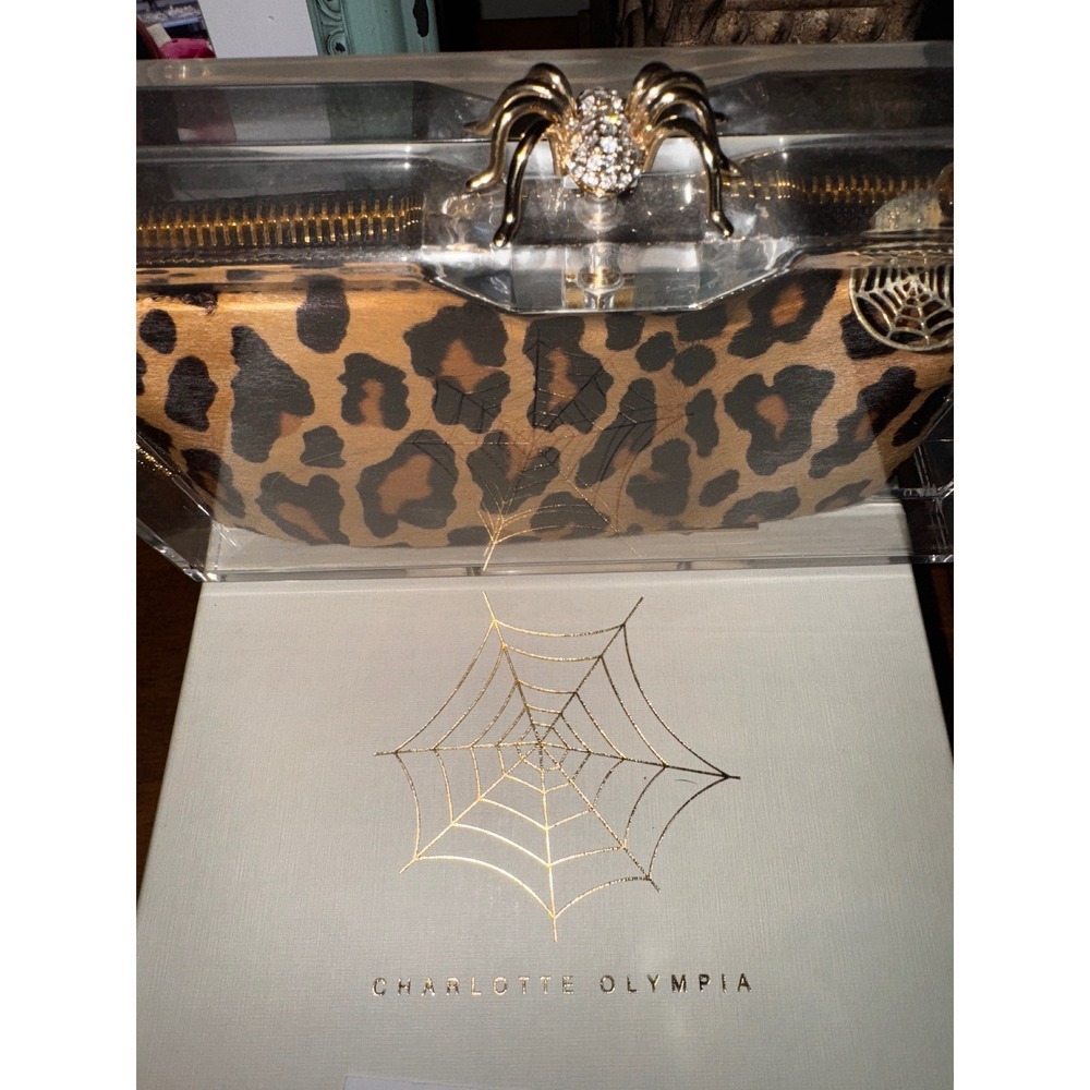Charlotte Olympia Leopard Print Clear Pandora Clutch Bag Spider Clasp‎ - Picture 3 of 4